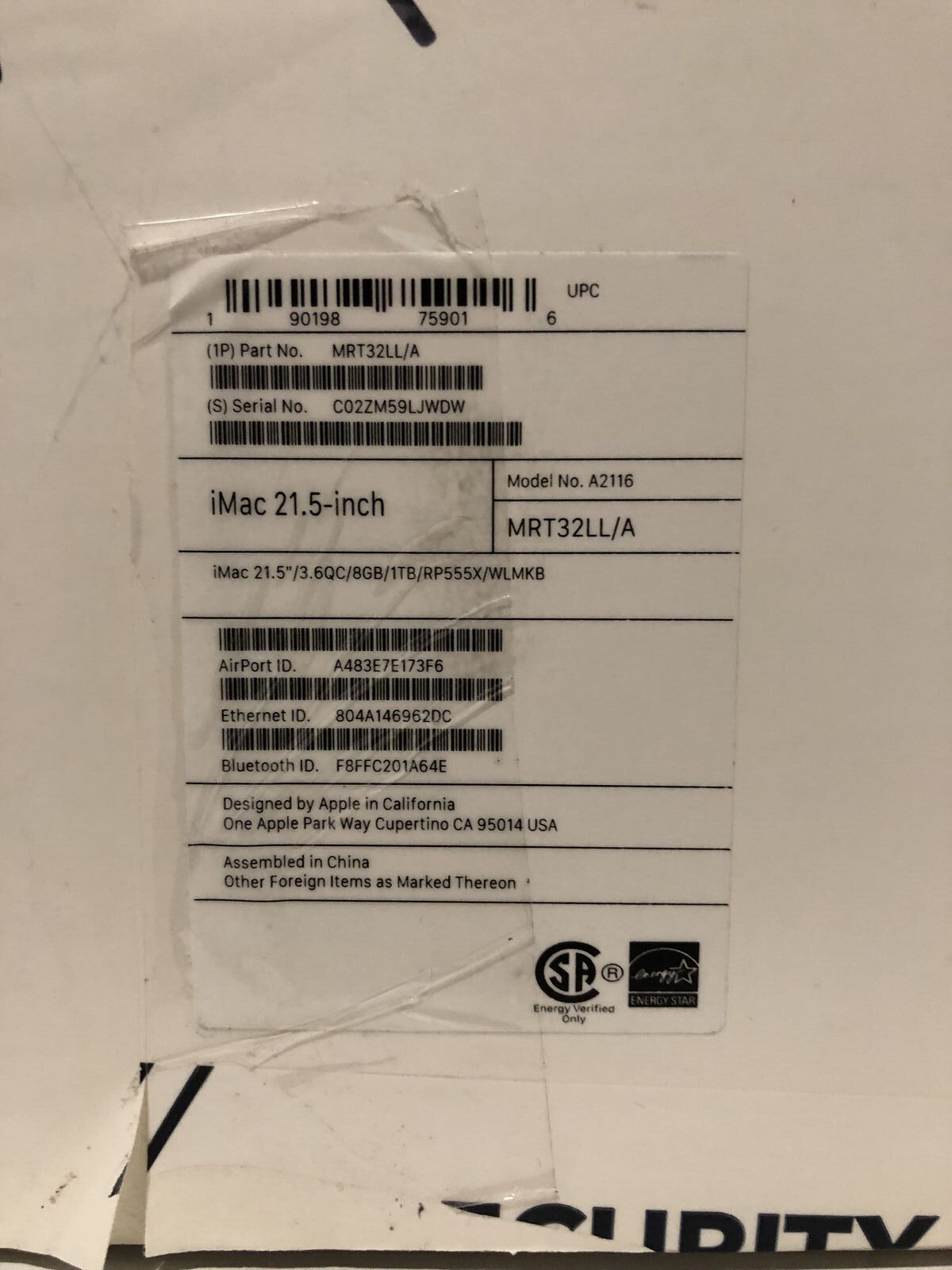 Продам iMac 2019, диагональ 21,5. Состояние 5/5 +  mouse и кл.