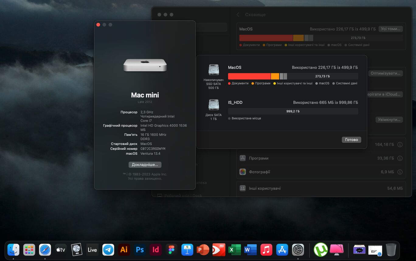 Mac Mini / RAM 16gb / 500gb ssd / 1tb hdd