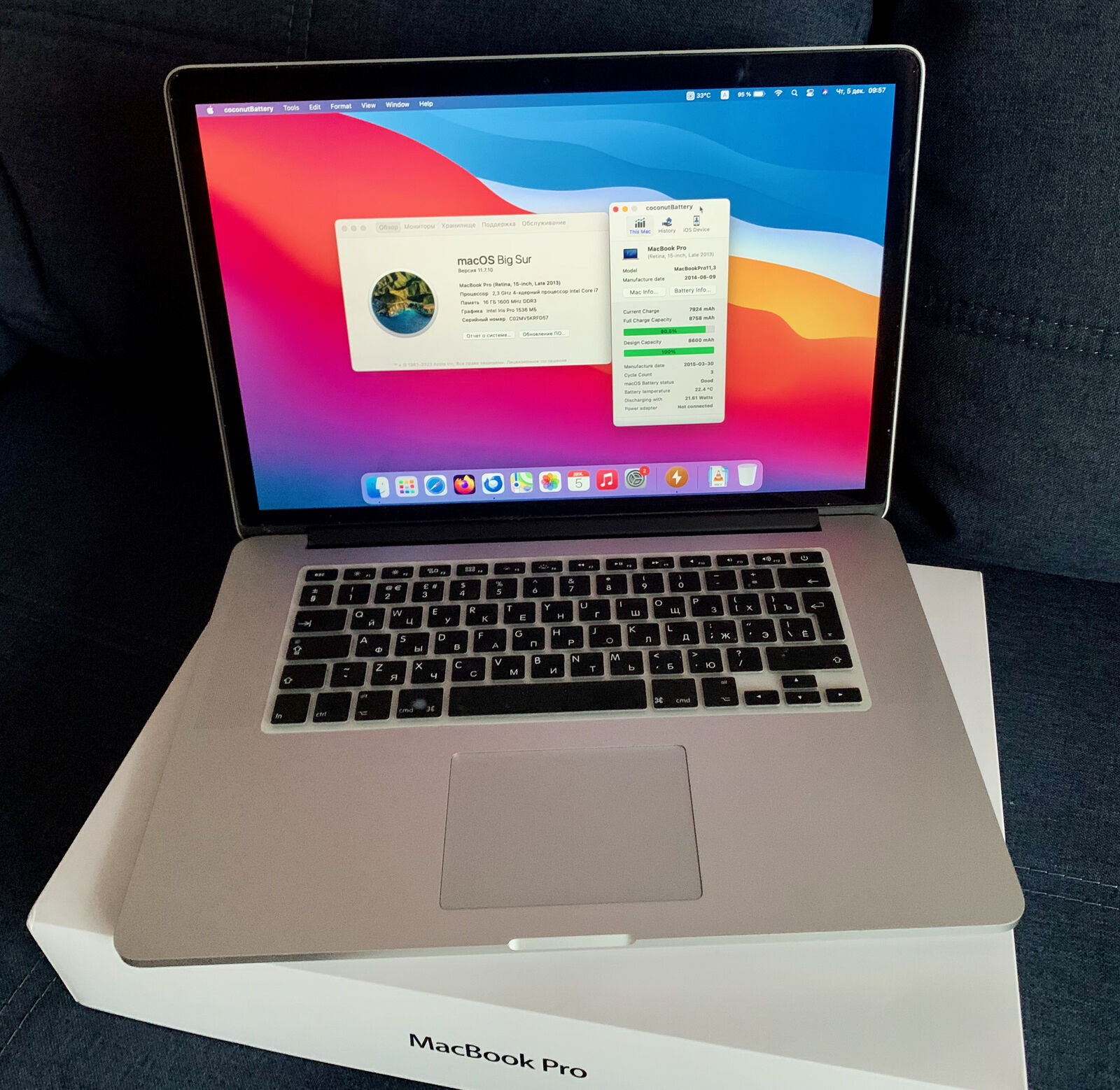 Macbook Pro 15 Retina 2013 ориг комплект 16 / 512 GT750M 2GB