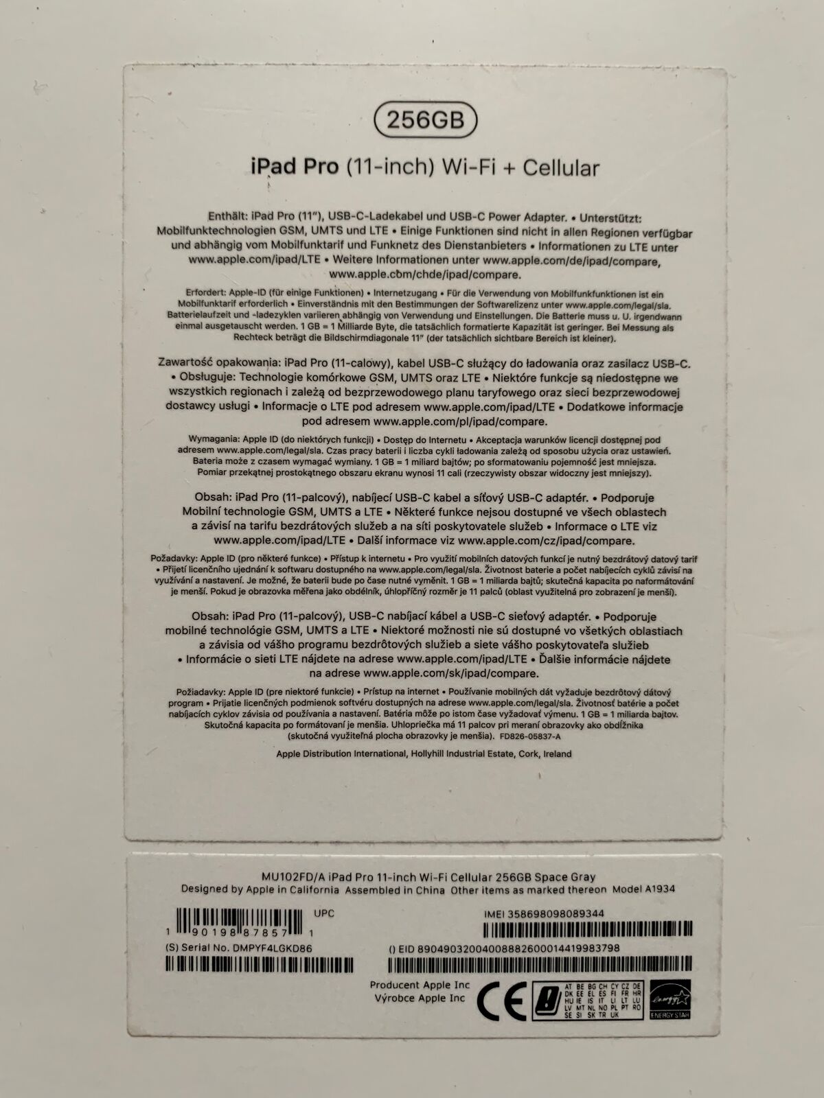 Apple iPad Pro 11 256 4G LTE повний оригінальний комплект
