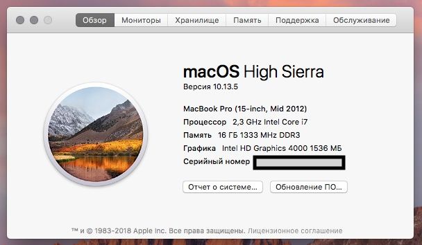 MacBook Pro 15 дюймов, середина 2012 