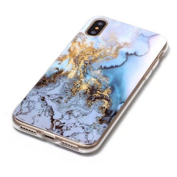 TPU чехол для iPhone X (голубой мрамор)