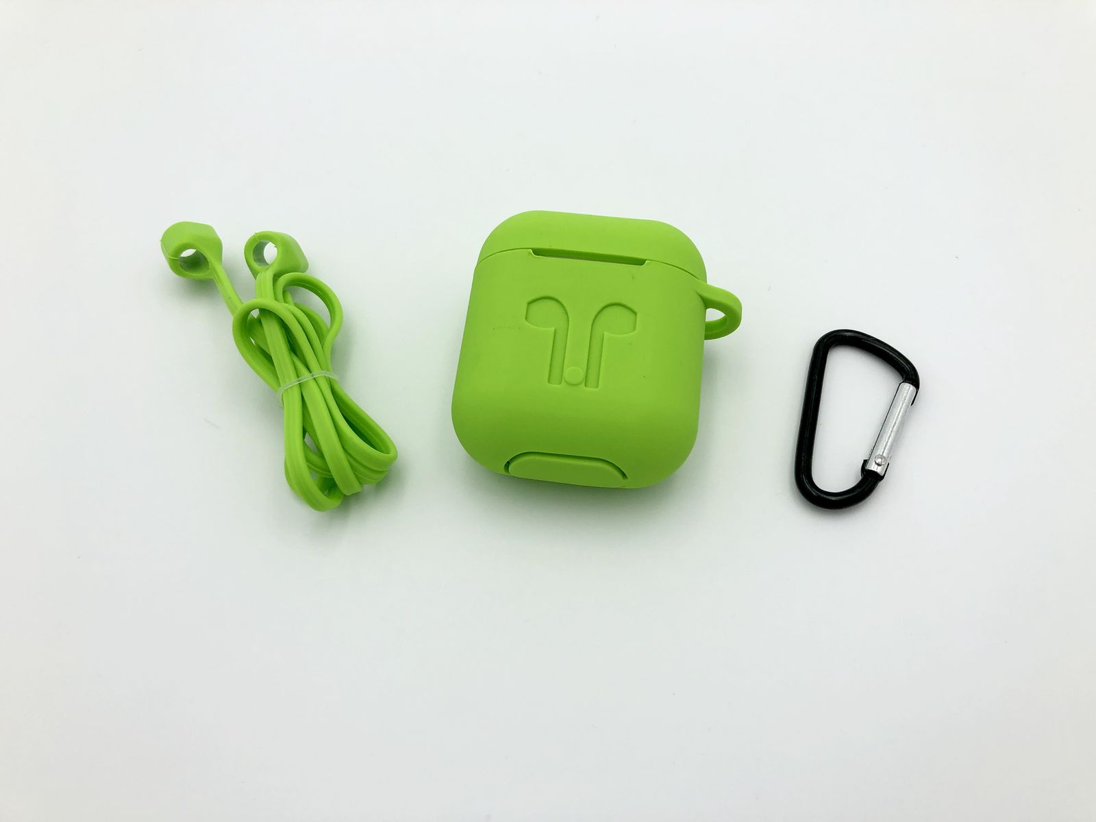 Чехол силиконовый для Apple AirPods Light Green +Карабин +Шнурок